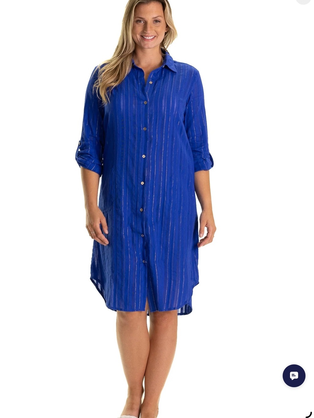Duffield Lane The Midi Flagler Coverup Dress In Bright Metallic Stripe Large